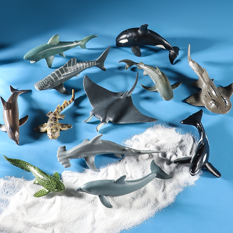 Ocean Sea Marine สัตว์ตัวเลขชุดของเล่นหุ่น Shark Whale Dolphin ตกแต่ง Playset ของขวัญคอลเลกชันความรู้ความเข้าใจของเล่นเด็กชายหญิง