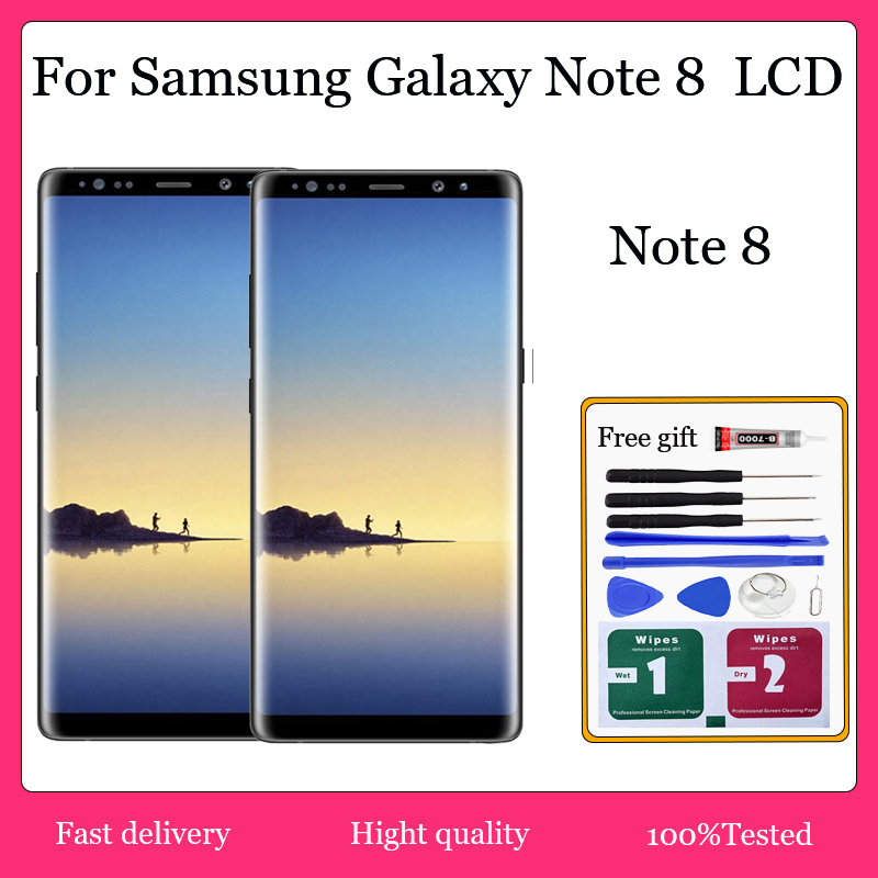 Original AMOLED สําหรับ Samsung Galaxy Note 8 จอแสดงผล LCD หน้าจอสัมผัสพร้อมการเปลี่ยนกรอบ