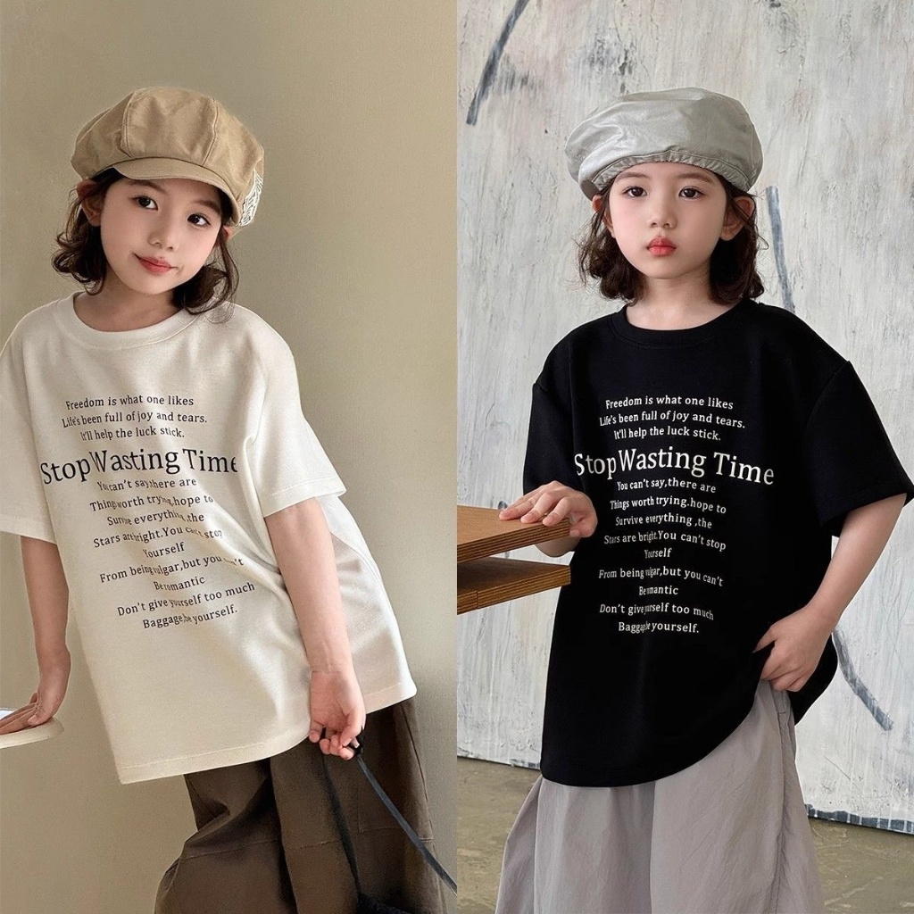 ฤดูร้อนเวอร์ชั่นเกาหลีสไตล์ใหม่สาวผ้าฝ้ายแท้แขนสั้นเสื้อยืดหลวมน่ารักครึ่งแขนสาวด้านบน