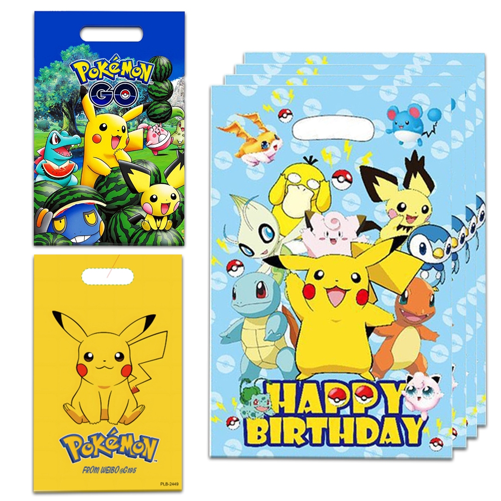 พ็อกเก็ตมอนสเตอร์ปิกาจู‌ Party พลาสติก Goodie กระเป๋า Pokémon loot กระเป๋า Candy กระเป๋าของขวัญตกแต่งวันเกิด loot กระเป๋าของที่ระลึกวันเกิด lootbag