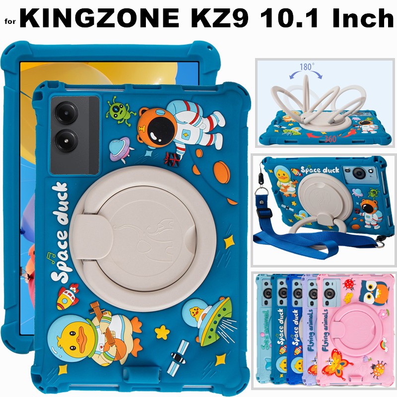 for KINGZONE KZ9 10.1 Inch 4G 360 Degree Rotating Cute Cartoon Shockproof Soft Silicone Protective S