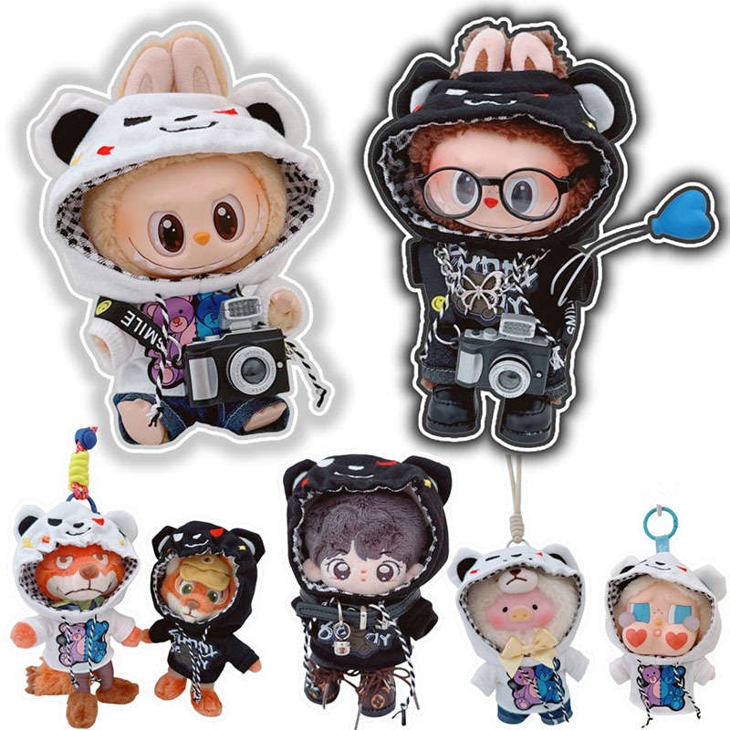Labubu V2 V1 เสื้อผ้า Hoodie กล้อง BABY THREE หมวก LIILA LUKY CAT Joke Bear รองเท้า Labubu Macarons 