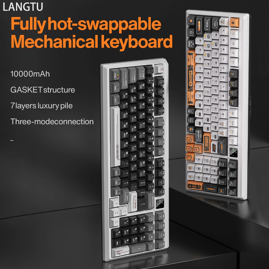 Langtu T98 สามโหมดคีย์บอร์ดไร้สาย BLuetooth ที่กําหนดเองมัลติฟังก์ชั่ Hot swap RGB Light 10000/8000M