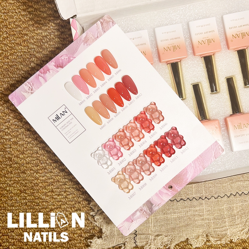【พร้อมส่งในไทย】 สีทาเล็บเจล สีเจลไซรัป MILAN 12 สี  สีเล็บเจล สีเจลไซรัป โทนชมพู12 สี  สีเจลไซรัป – โปรปัง