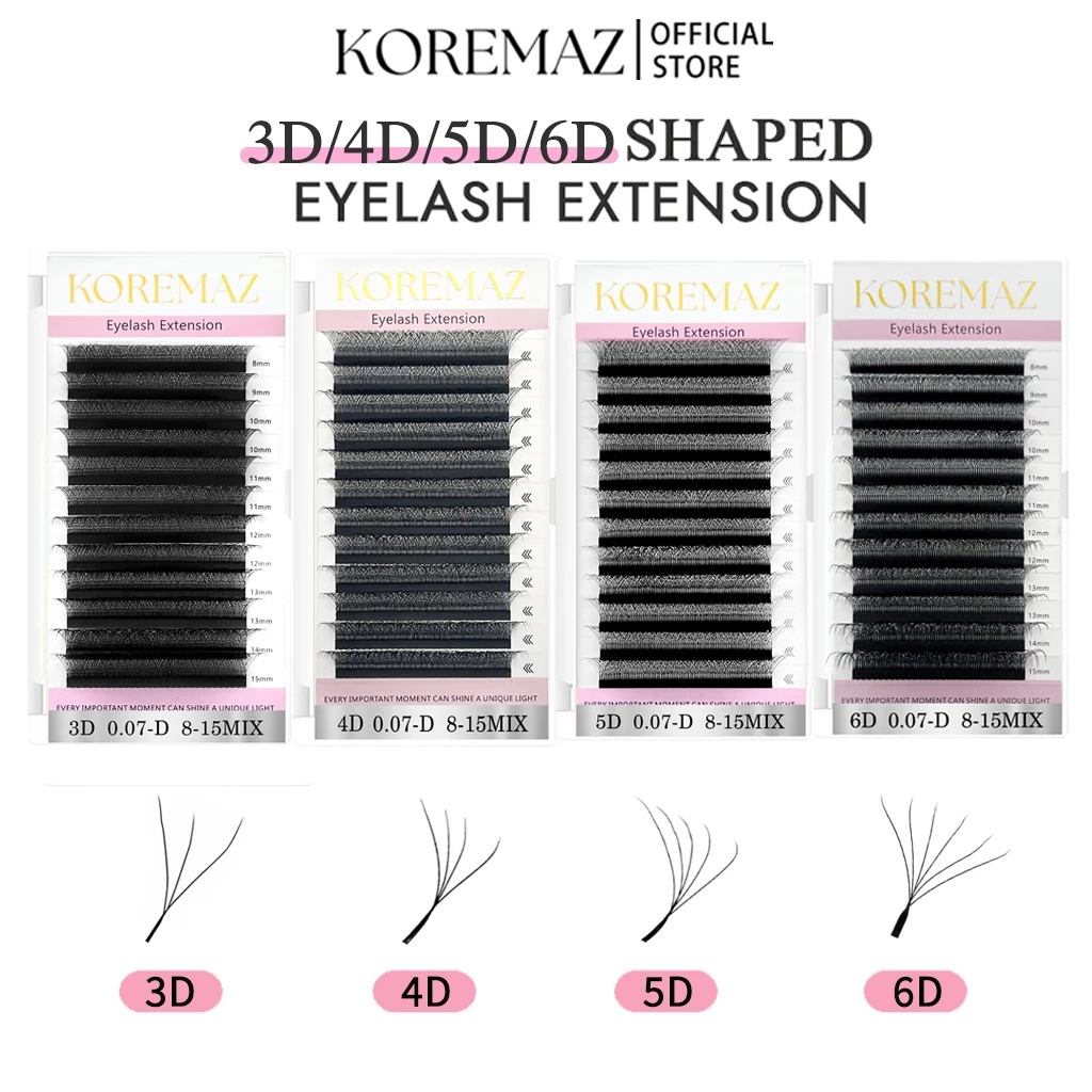 KOREMAZ Nagaraku ขนตาปลอม 3D 4D 5D 6D ขนนิ่ม ดูเป็นธรรมชาติ รูปตัว W ดอกไม้ C/D นุ่ม เป็นธรรมชาติ มืออาชีพ ต่อขนตา กาวติดขนตา nagaraku