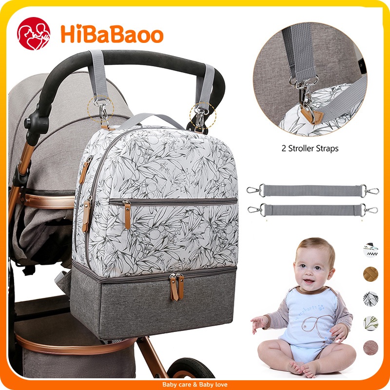 Hibabaoo กระเป๋าผ้าอ้อมเด็กขนาดใหญ่ความจุ Multifunctional Mommy กระเป๋าไหล่กระเป๋าคลอดบุตรเป้สะพายหลังฉนวนกันความร้อนสําหรับทารกทารกแรกเกิด Essential