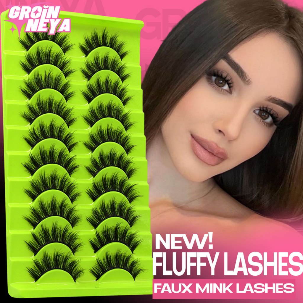 Volume ขนตาปลอม Faux Mink Eyelashes ยาว Dramatic Lashes 8D Volume Strip Eyelashes Extensions