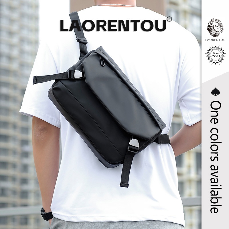LAORENTOU กระเป๋าสะพายข้างกันน้ําสําหรับผู้ชายกระเป๋าสะพายไหล่มัลติฟังก์ชั่นสไตล์สปอร์ต