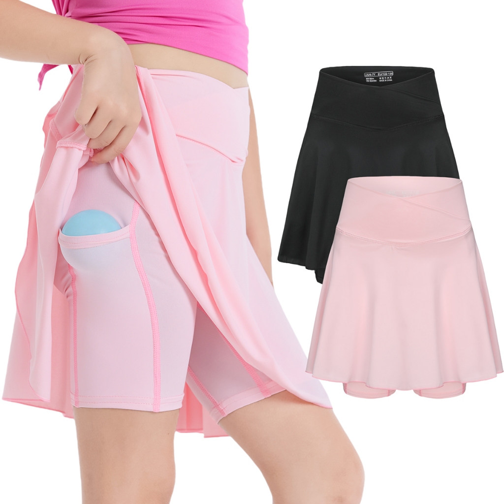 สาวเทนนิสกระโปรงกีฬากับกระเป๋าด้านข้างกางเกงขาสั้นเอวสูงที่ใช้งาน สกอร์ สําหรับสาวเด็กวัยรุ่น ตกลง103