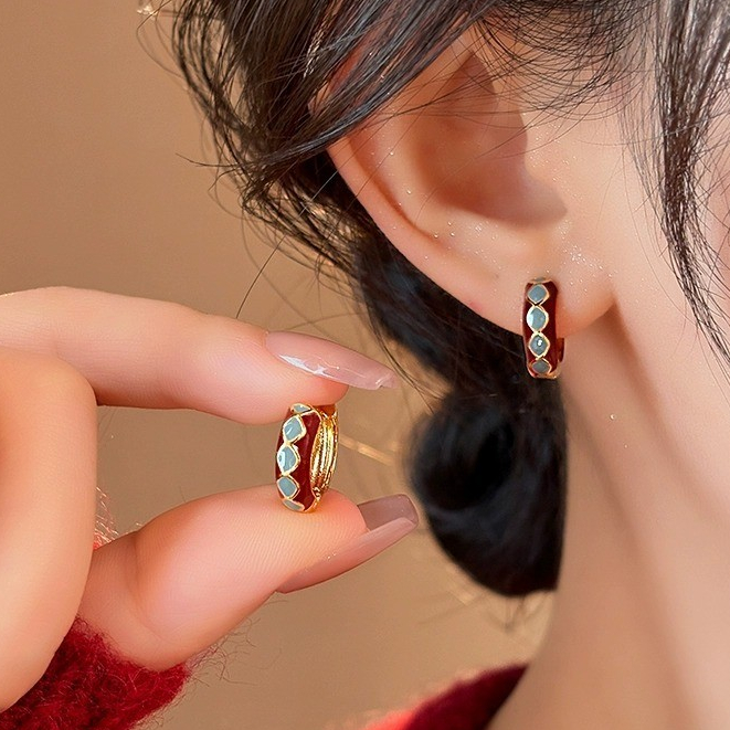 [GG] หยดเคลือบเคลือบย้อนยุคต่างหูห่วงหญิงประณีตต่างหูต่างหูต่างหูที่ดีงาม