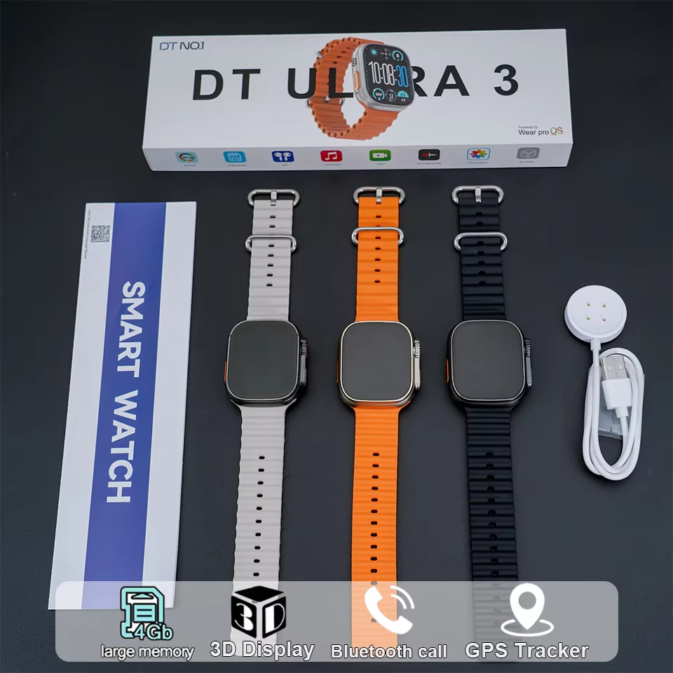 2025 ใหม่ DT Ultra 3 สมาร์ทนาฬิกา Ultra 49 มม.AMOLED 32G ROM ChatGPT NFC เข็มทิศบลูทูธโทรกีฬา GPS ติ