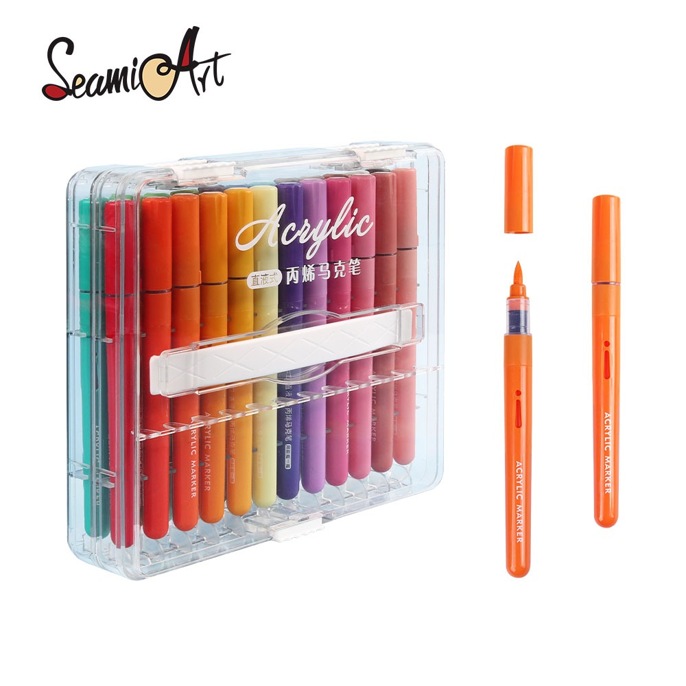 Seamiart 24/36/60/72color Direct-liquid Acrylic Marker Pen set Soft Brush Tips for School Panting Drawing Gift set