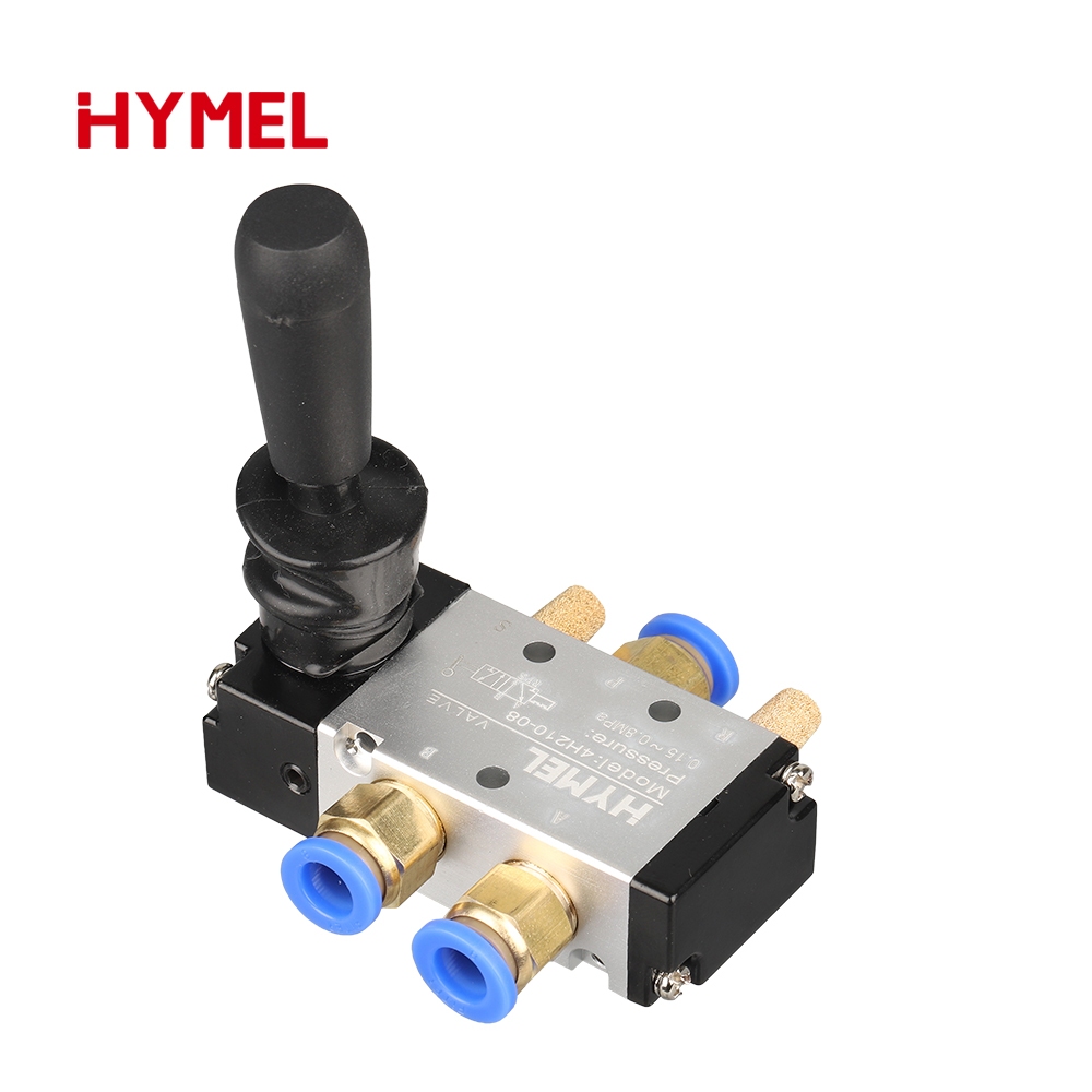 4h210-08 5/2 Way Pneumatic Air Hand Lever ดําเนินการวาล์วควบคุมด้วยตนเอง 2 ตําแหน่ง 3 5 พอร์ต Push-P