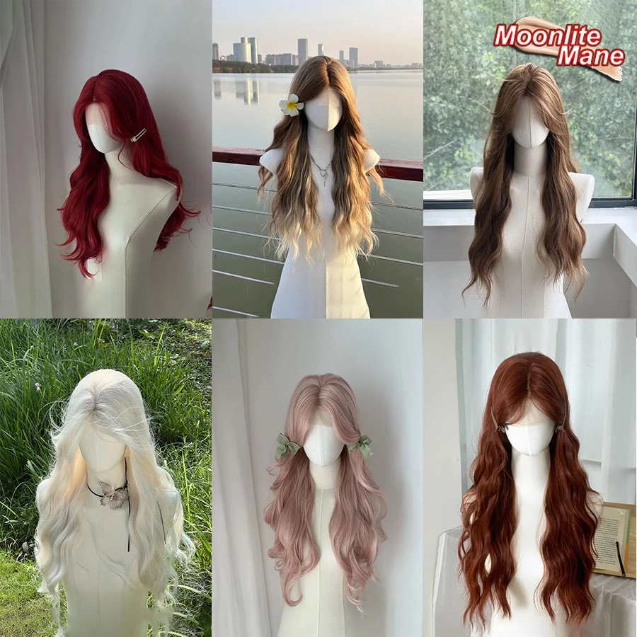 🔥พร้อมส่ง🔥วิกผมหญิง วิกผมยาว วิกผม พรีเมี่ยม 65-70cm วิกผมสีชมพู ทูโทน ลอนวอลลุ่ม สไตล์เกาหลี แถมnetฟรี วิกผมคอสเพลย์