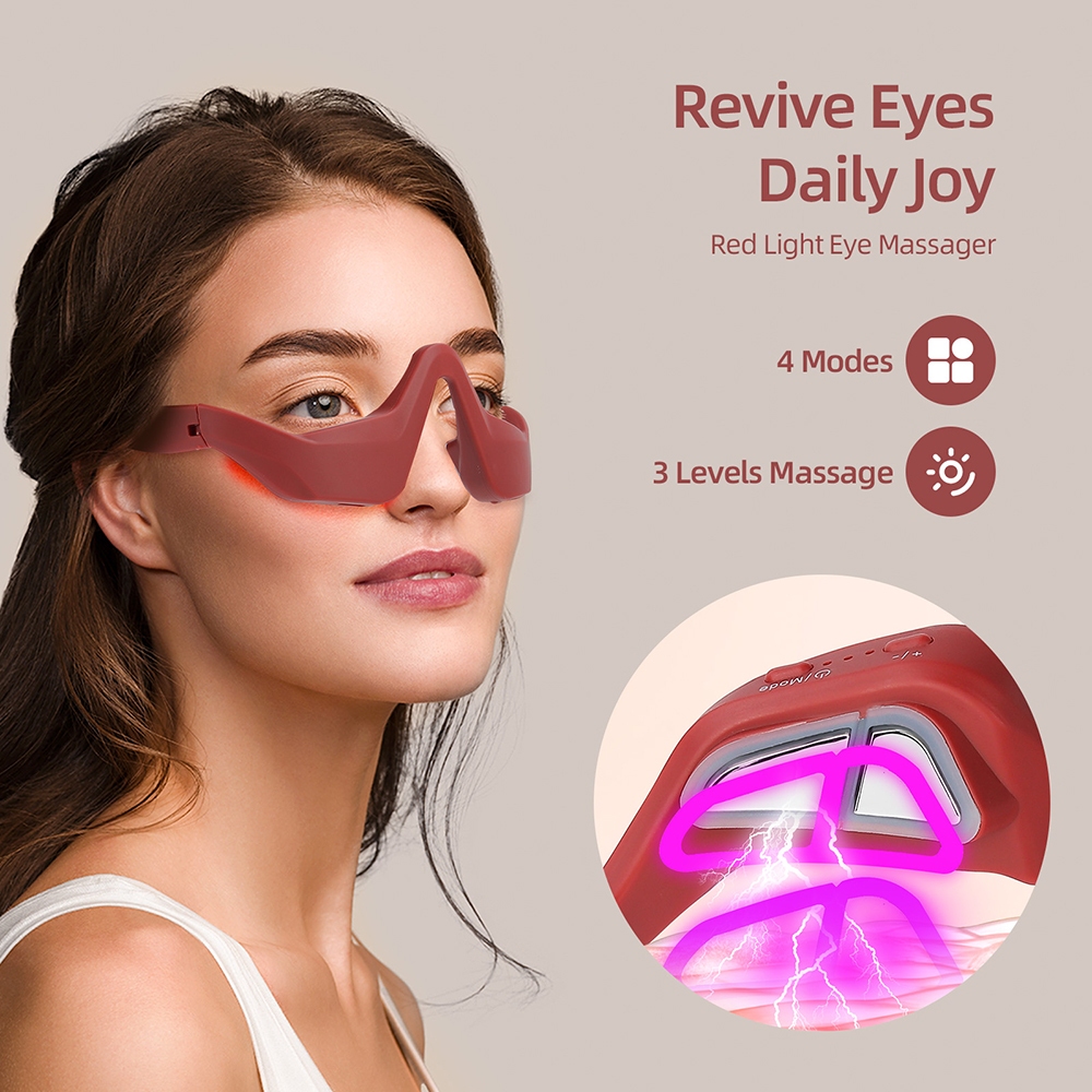 Foreverlily 3D Eye Massager EMS microcurrent และแสงสีแดงปรับปรุง Dark Eye Circles ลดริ้วรอยรอบดวงตาบรรเทาความเมื่อยล้าเครื่องมือความงาม