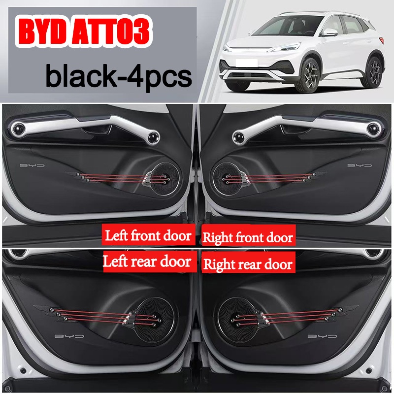 ZLWR แผ่นกันเตะประตูรถ BYD ATTO3 ปกป้องวัสดุหนังประตูรถเดิม อุปกรณ์ตกแต่งภายในรถที่ทนทานต่อรอยขีดข่วนและการสึกหรอ