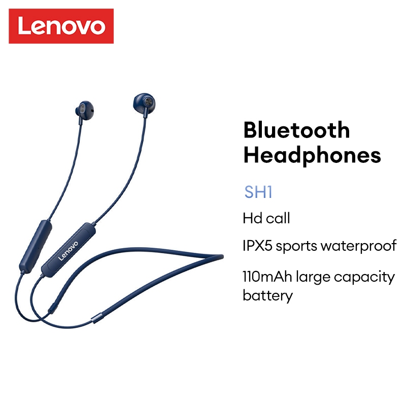 Lenovo SH1 ชุดหูฟังบลูทูธไร้สาย IPX5 พร้อมไมโครโฟน กันน้ํา สําหรับ IOS Android บลูทูธ 5.0