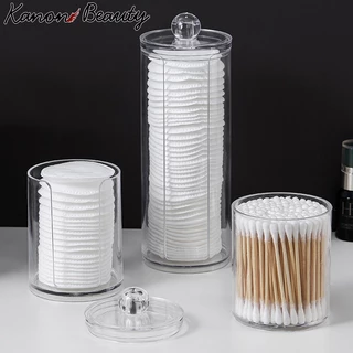 Clear Swabs ผู้ถือตู้เก็บ Jars แต่งหน้าคอนเทนเนอร์สําหรับเครื่องสําอางค์รอบ Pads/ไหมขัดฟัน/คลิปผม