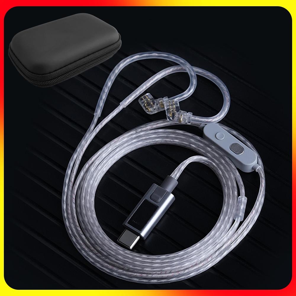 Faaeal KZ M2 เอียร์บัดสายชุบเงินพร้อมกรณี Dual Mic DAC ถอดรหัสชิปเซ็ต Type-C ชุดหูฟังสาย QDC หูฟังอั