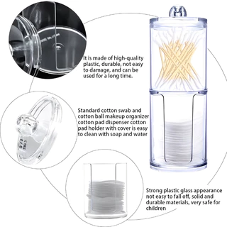 Clear Swabs ผู้ถือตู้เก็บ Jars แต่งหน้าคอนเทนเนอร์สําหรับเครื่องสําอางค์รอบ Pads/ไหมขัดฟัน/คลิปผม