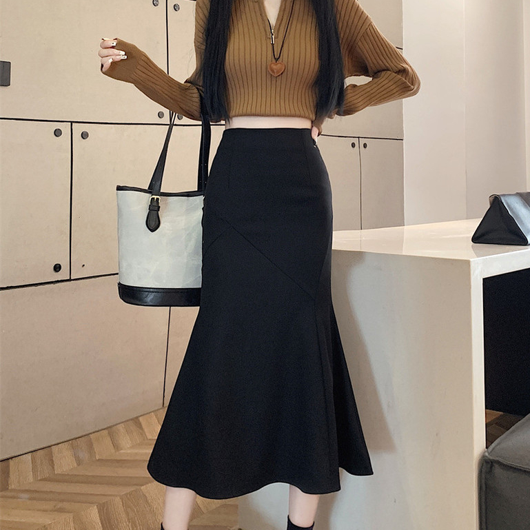 Rommers กระโปรงสะโพกกระโปรงย้อนยุค Fishtail เอวสูง Slimmer ดูกระโปรง