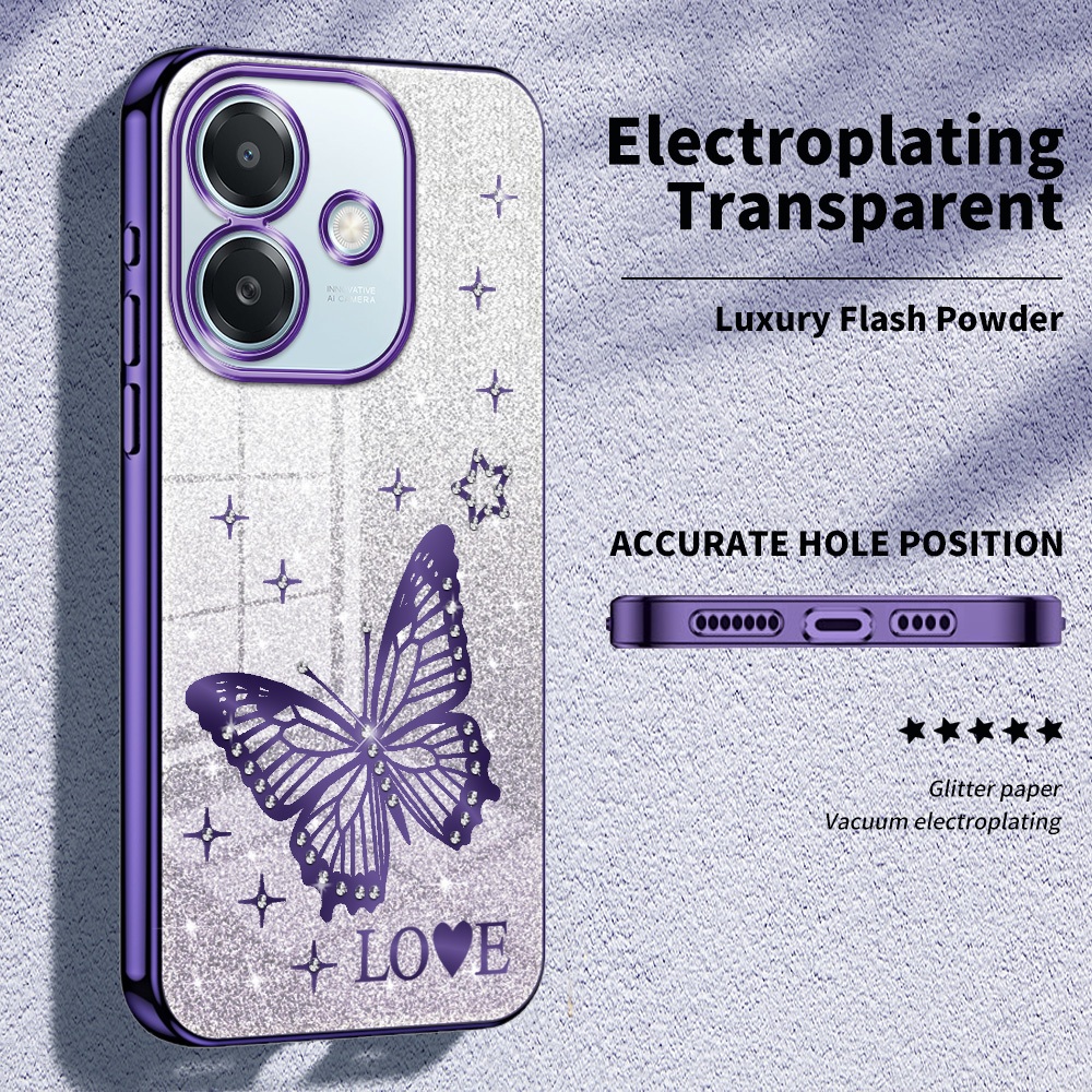 สําหรับ OPPO A3 A3x 4G A40 CPH2641 CPH2681 CPH2669 กรณีหรูหราประกายคริสตัล Electroplated นุ่มเคสโทรศ