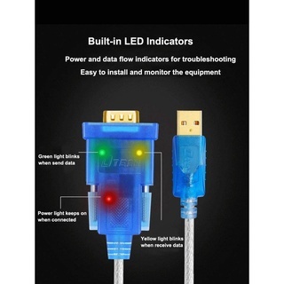 DTECH สายอะแดปเตอร์อนุกรม USB to RS232 DB9 พอร์ตชาย FTDI Chipset รองรับ Windows 1087 และ Linux