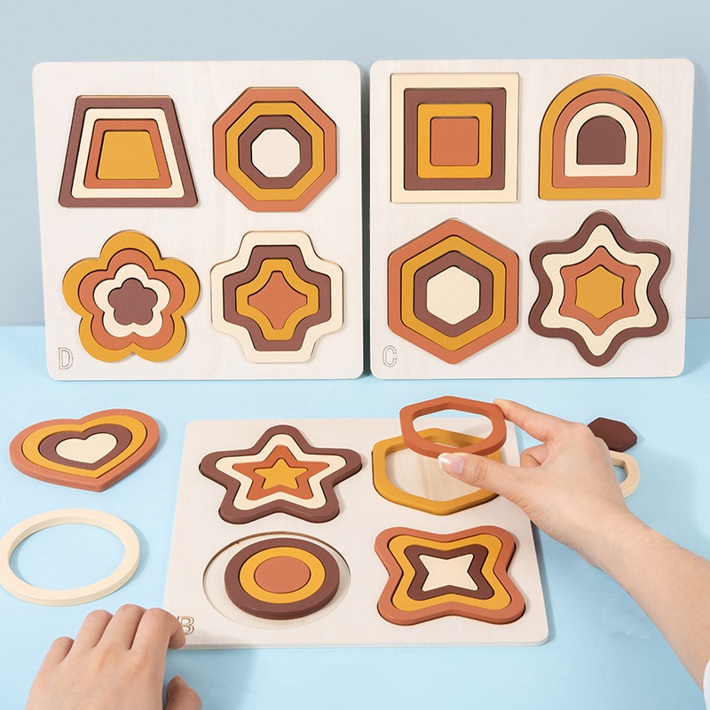 Montessori Early Learning Puzzle Shape ปริศนาความรู้ความเข้าใจพ่อแม่และลูก Interactive Shape Thinking Logic Training - รูปที่ 3