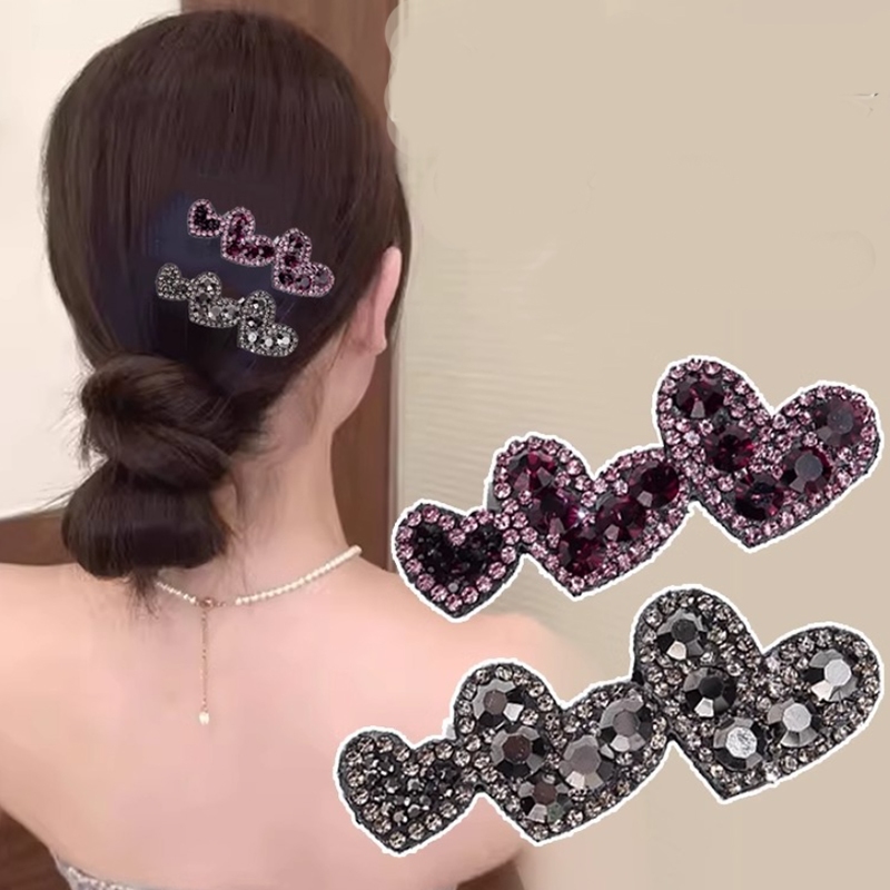 กิ๊บติดผมรูปหัวใจประกายประณีตย้อนยุคฝรั่งเศสสําหรับผู้หญิง