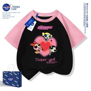 NASA เสื้อยืดแขนสั้นสไตล์อเมริกันลายหญิงนักบินอวกาศสุดเท่ รุ…