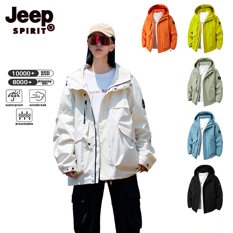 JEEP SPIRIT Couple Outdoor Wear-resistant, Waterproof,Windproof Multifunctional Jacket Hiking Hooded Jacket