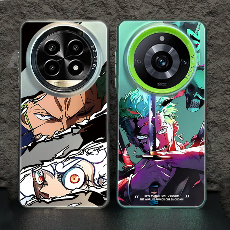 เคส Realme 12 13 14 Pro Plus 15 Pro 5G เคส Realme 14 13+ 13 12+ 12X 5G เคสอนิเมะ One Piece เคลือบด้าน แข็ง กันกระแทก Monkey Luffy Zoro เคสโทรศัพท์ พร้อมตัวป้องกันเลนส์กล้อง ป้องกันลายนิ้วมือ