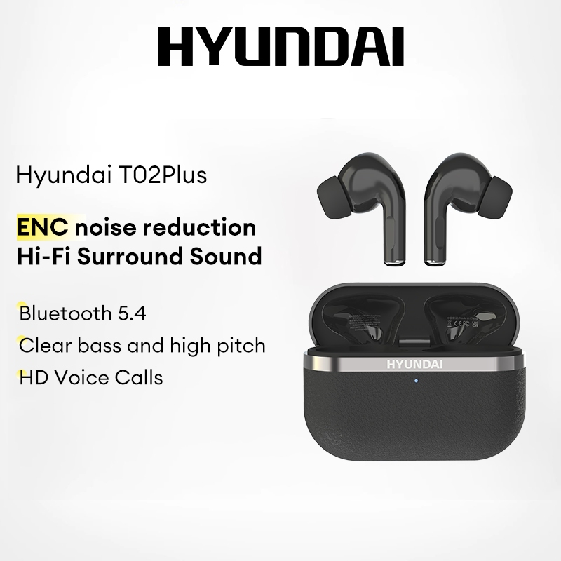 Lenovo Hyundai HY-T02Plus หูฟังไร้สาย หูฟังบลูทูธ การเพิ่มประสิทธิภาพเสียงเบสลดเสียงรบกวนอัจฉริยะ