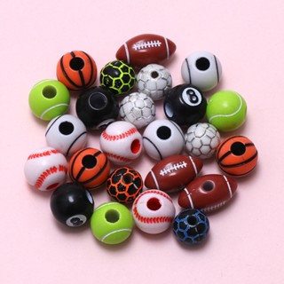 20ชิ้นรอบอะคริลิฟุตบอลรักบี้บาสเกตบอลลูกปัดอวกาศลูกปัดสําหรั…