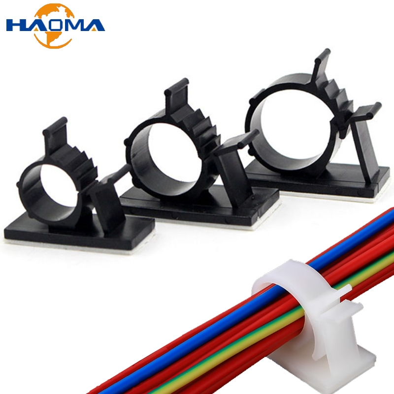 ปรับ Self-Adhesive ลวดผูก Mounts Clamp คลิปผู้ถือ,โต๊ะสายไฟการจัดการสายไฟสีดํา/สีขาว