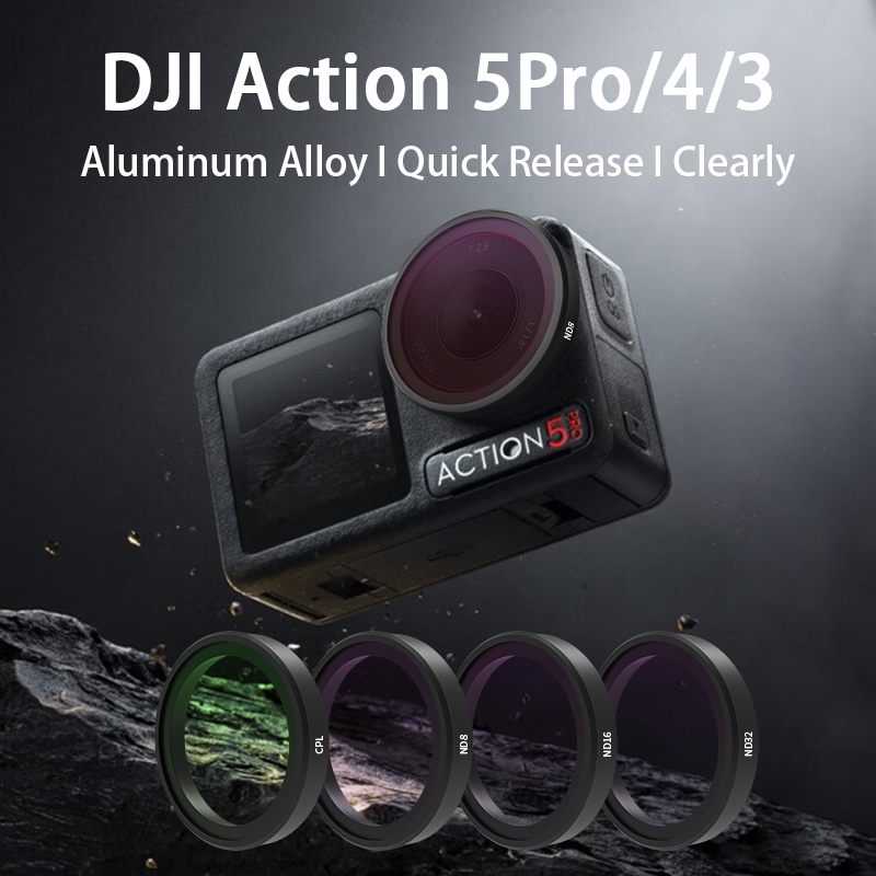 Cpl ND8 ND16 ND32 ชุดกรองเลนส์อลูมิเนียมกรอบสําหรับ DJI Action 5 Pro 4 3 ND CPL Action กล้อง