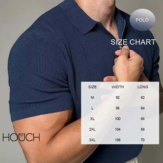 【Houch พร้อมส่ง COD】เสื้อโปโลผู้ชายมีซิปสไตล์เกาหลีสีเรียบสบายไม่ร้อน