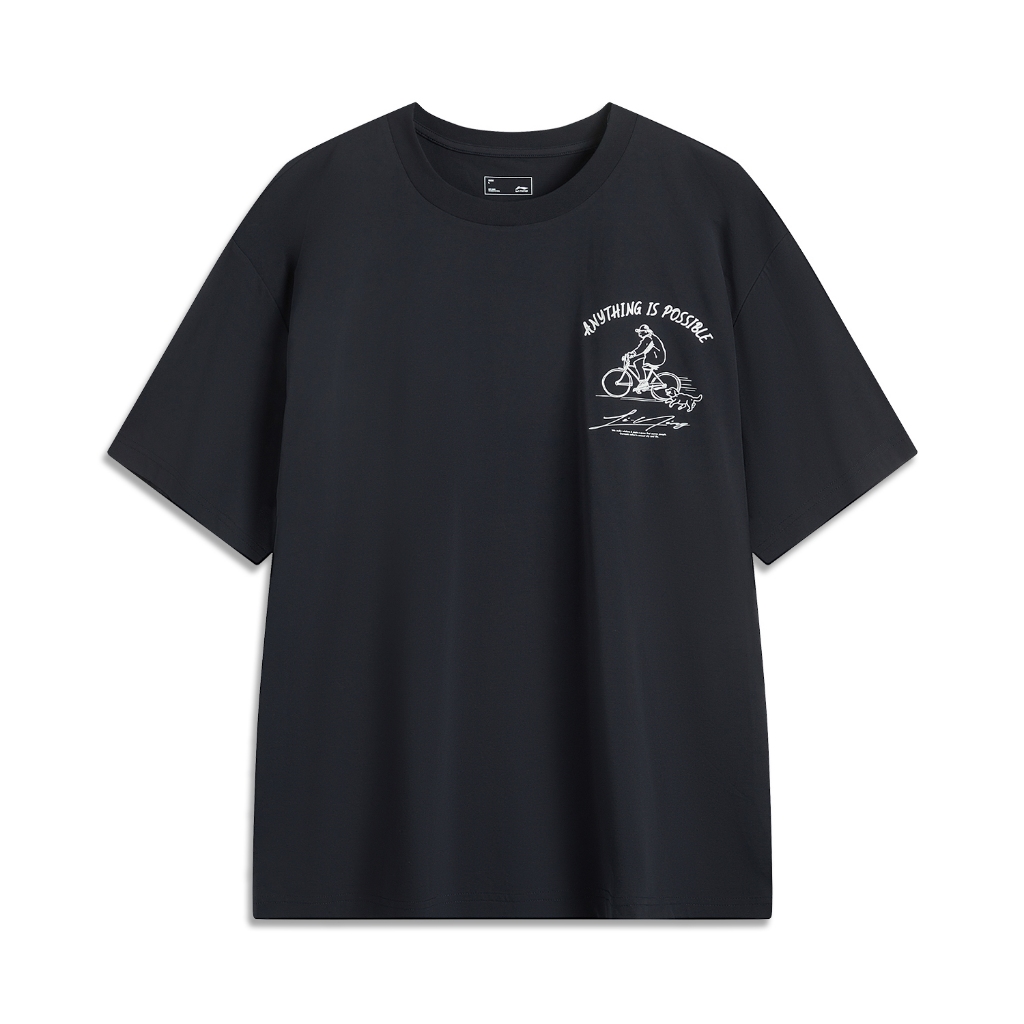 LI-NING เสื้อยืดสตรีท AT DRY BASE Moisture-Wiking Tech Loose Fit ลําลองผู้ชาย AHSV201