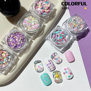 【พร้อมส่ง】กลิตเตอร์แต่งเล็บ ทรง4เหลี่ยม 1ชุด/6กระปุก Gitter 6กระปุกแนวน่ารัก