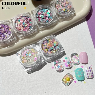 【พร้อมส่ง】กลิตเตอร์แต่งเล็บ ทรง4เหลี่ยม 1ชุด/6กระปุก Gitter 6กระปุกแนวน่ารัก