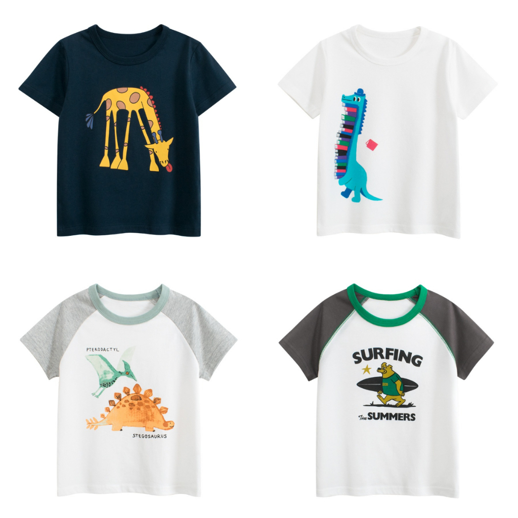 เด็กเด็กแขนสั้นการ์ตูนเสื้อยืดฤดูร้อนเด็กทารกผ้าฝ้ายแขนสั้นด้านบนน่ารัก เสื้อยืด เด็กผู้ชาย เสื้อ