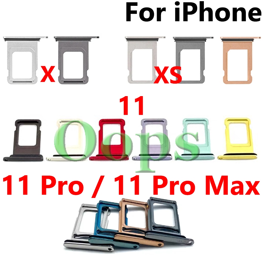 Dual/Silver SIMถาดสําหรับIphone X XS Max 11Pro 11 Pro Maxโทรศัพท์ช่องใส่การ์ดReader SDสล็อตฟรีPin