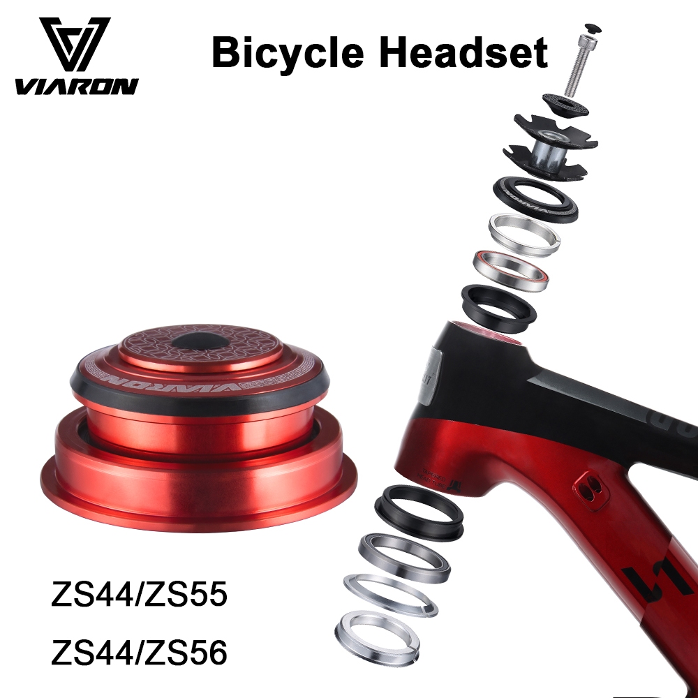 VIARON Headset MTB ชุดถ้วยคอจักรยาน ZS44 ZS55 44/55 มม. 1-1/8 - 1-1/2 Tapered CNC อะลูมิเนียม แบริ่งลื่น กึ่งฝัง