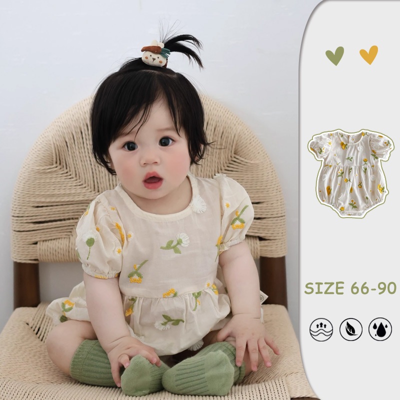 อิน ฤดูร้อนเด็กสาว ชุดรอมเปอร์ น่ารักเดซี่น้อยแขนสั้น ชุด ทารกเสื้อผ้า 0-2 ปี