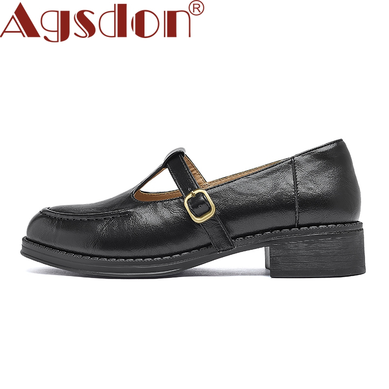 Agsdon รองเท้าโลฟเฟอร์ผู้หญิงฤดูร้อนสไตล์ใหม่รองเท้าหนังขนาดเล็กรองเท้าแมรี่เจนย้อนยุคฝรั่งเศส