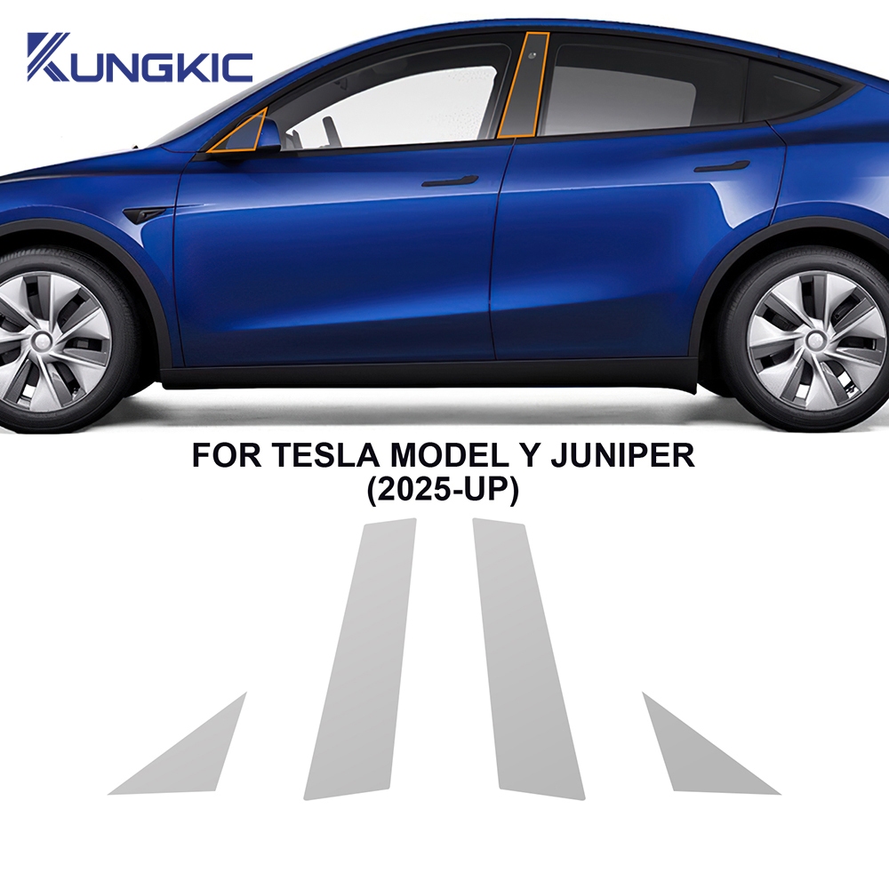 สําหรับ Tesla รุ่น Y Juniper 2025 2026 TPU ไฟหน้ารถด้านหลัง B เสาฟิล์มสีป้องกัน Anti-scratch อุปกรณ์เสริม