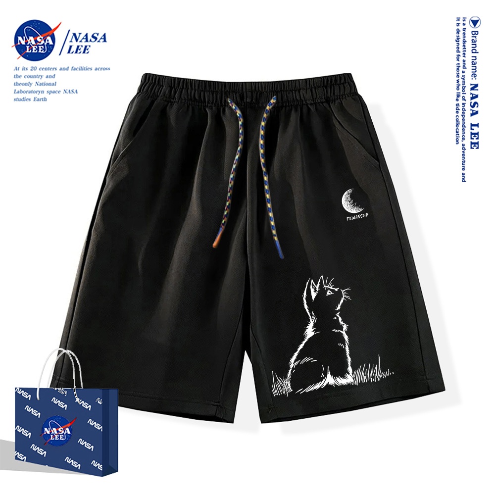NASA🔥【เทรนด์สหรัฐ】กางเกงชายผ้าฝ้าย100% | ลายพิมพ์การแข่งขัน | สวมสบายทุกกิจกรรม