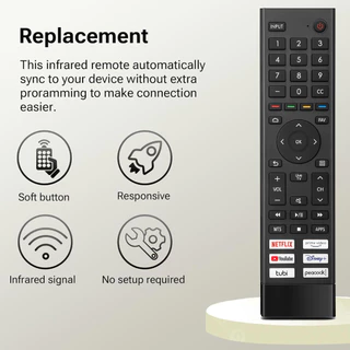 ใหม่ ERF3J80H Universal เปลี่ยนรีโมทคอนโทรลสําหรับ Hisense Devant 4K UHD Android สมาร์ททีวี, พร้อม Netflix, Prime Video, YouTube, Desney, Tubi, ปุ่มนกยูง