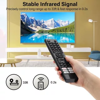 ใหม่ ERF3J80H Universal เปลี่ยนรีโมทคอนโทรลสําหรับ Hisense Devant 4K UHD Android สมาร์ททีวี, พร้อม Netflix, Prime Video, YouTube, Desney, Tubi, ปุ่มนกยูง