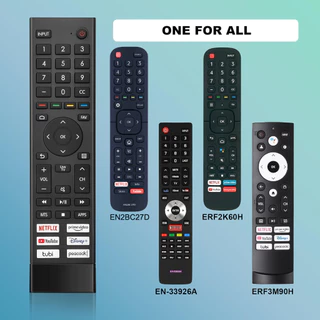 ใหม่ ERF3J80H Universal เปลี่ยนรีโมทคอนโทรลสําหรับ Hisense Devant 4K UHD Android สมาร์ททีวี, พร้อม Netflix, Prime Video, YouTube, Desney, Tubi, ปุ่มนกยูง